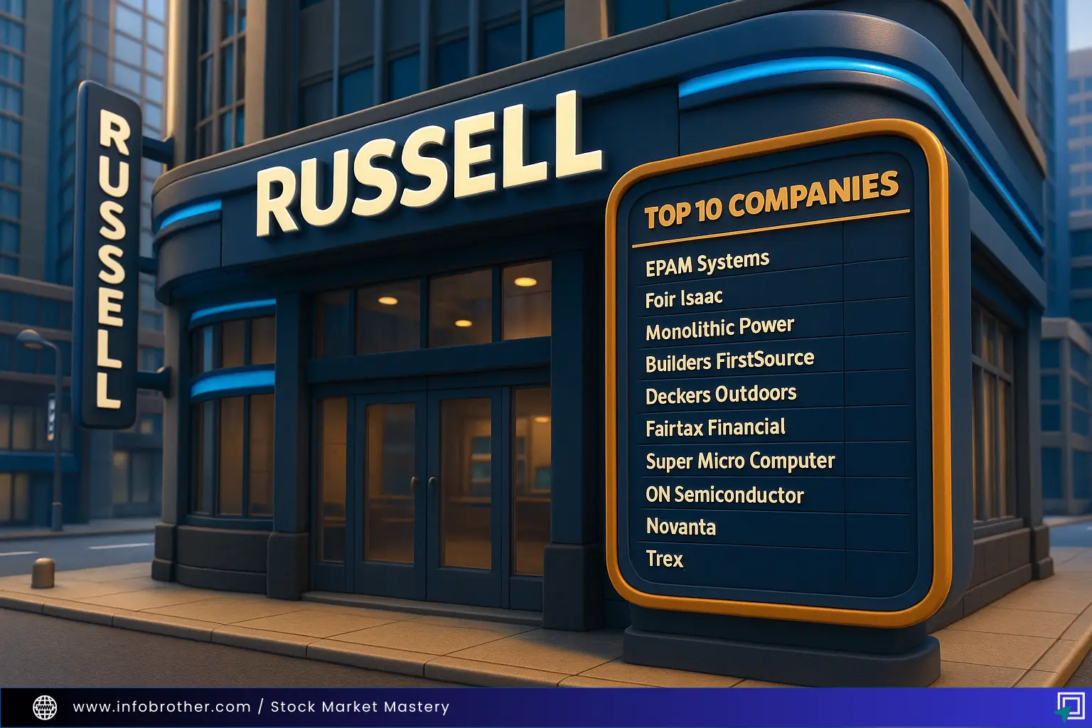 The Russell 2000, displaying the top 10 companies listed.