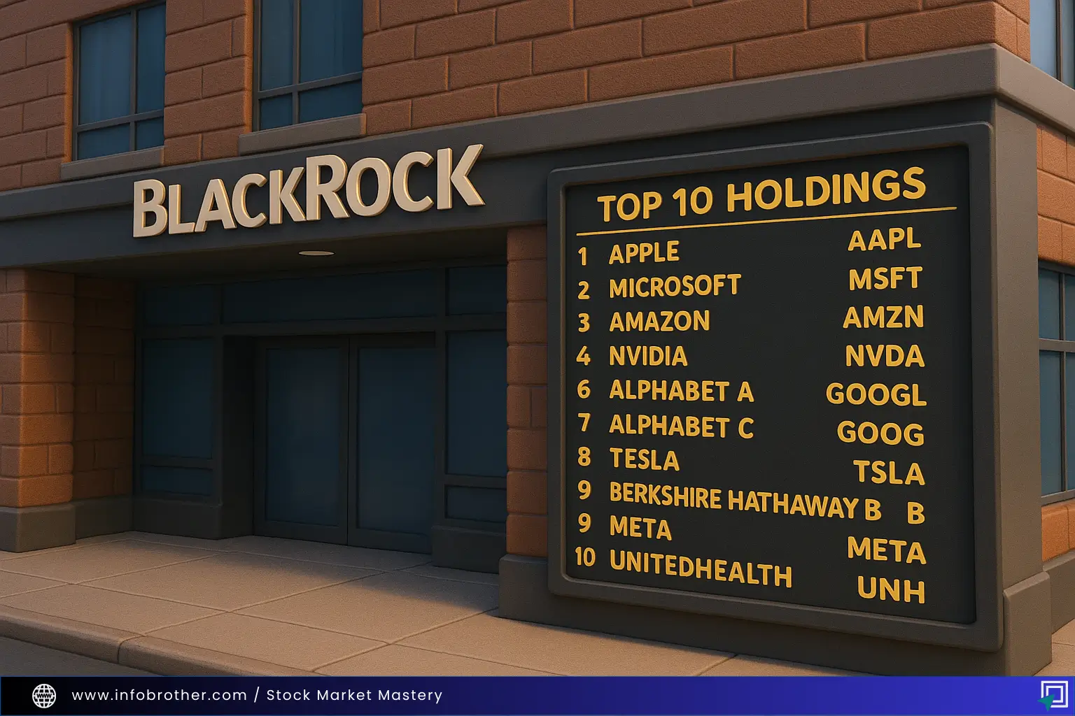 The BlackRock, displaying the top 10 companies listed.